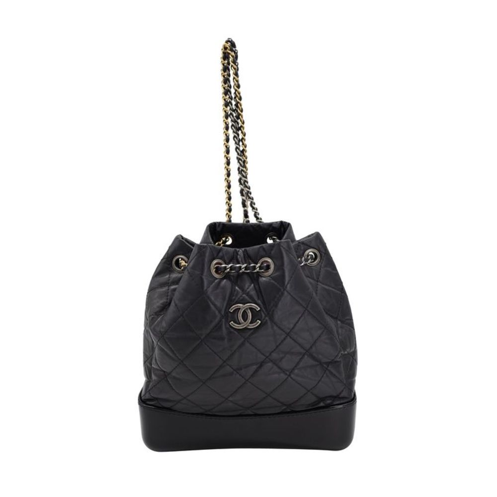 Chanel Quilted Gabrielle Backpack In Black Aged Calfs… Gem